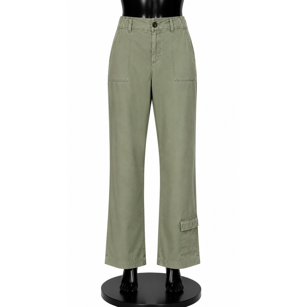 Cabela's Casuals Womens Cargo Pants Size 8 Green Front Zip Pockets 100% Cotton